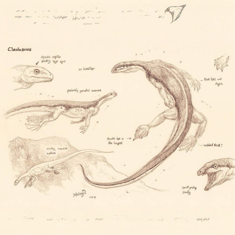 World-Unique Five-Specimen Claudiosaurus germaini Fossil Plate - Upper ...